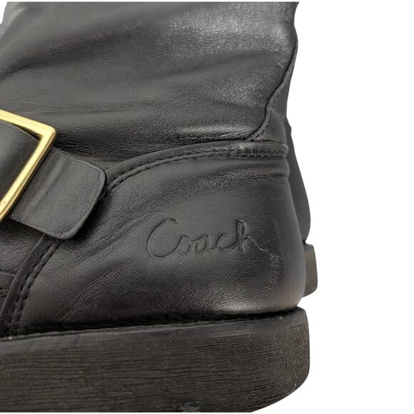Coach Kenna Moto Boots Womens 7B Black Pull On Lightweight Grunge Y2K Leather - Picture 7 of 7